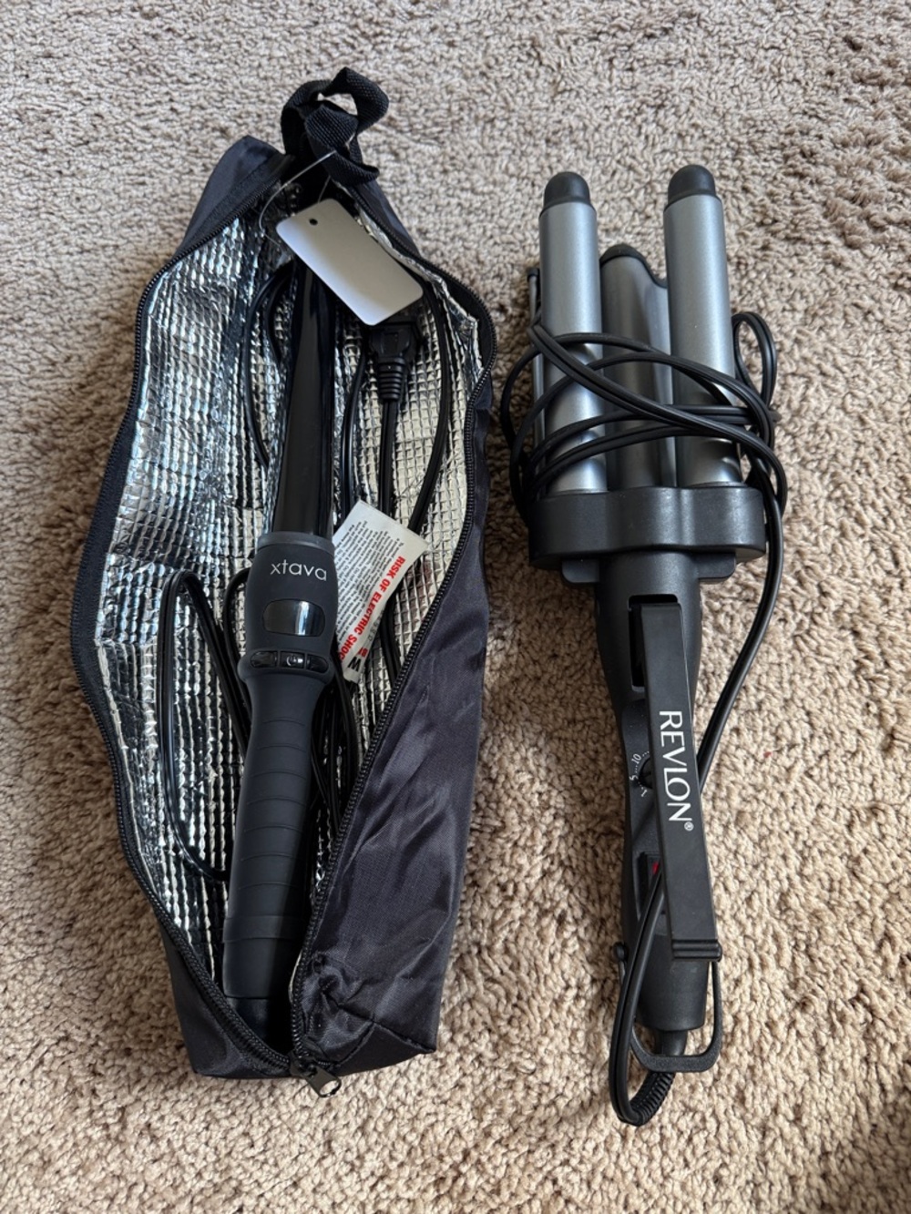 Revlon Triple Barrel Waver AND Xtava Curling Wand with Case Both Included